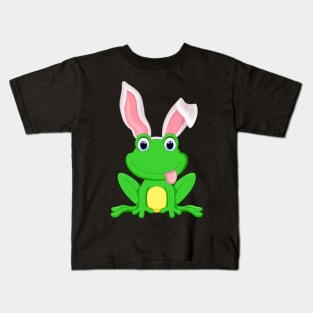 Funny Frog Bunny Hat Happy Easter Day T-Shirt Easter Kids T-Shirt